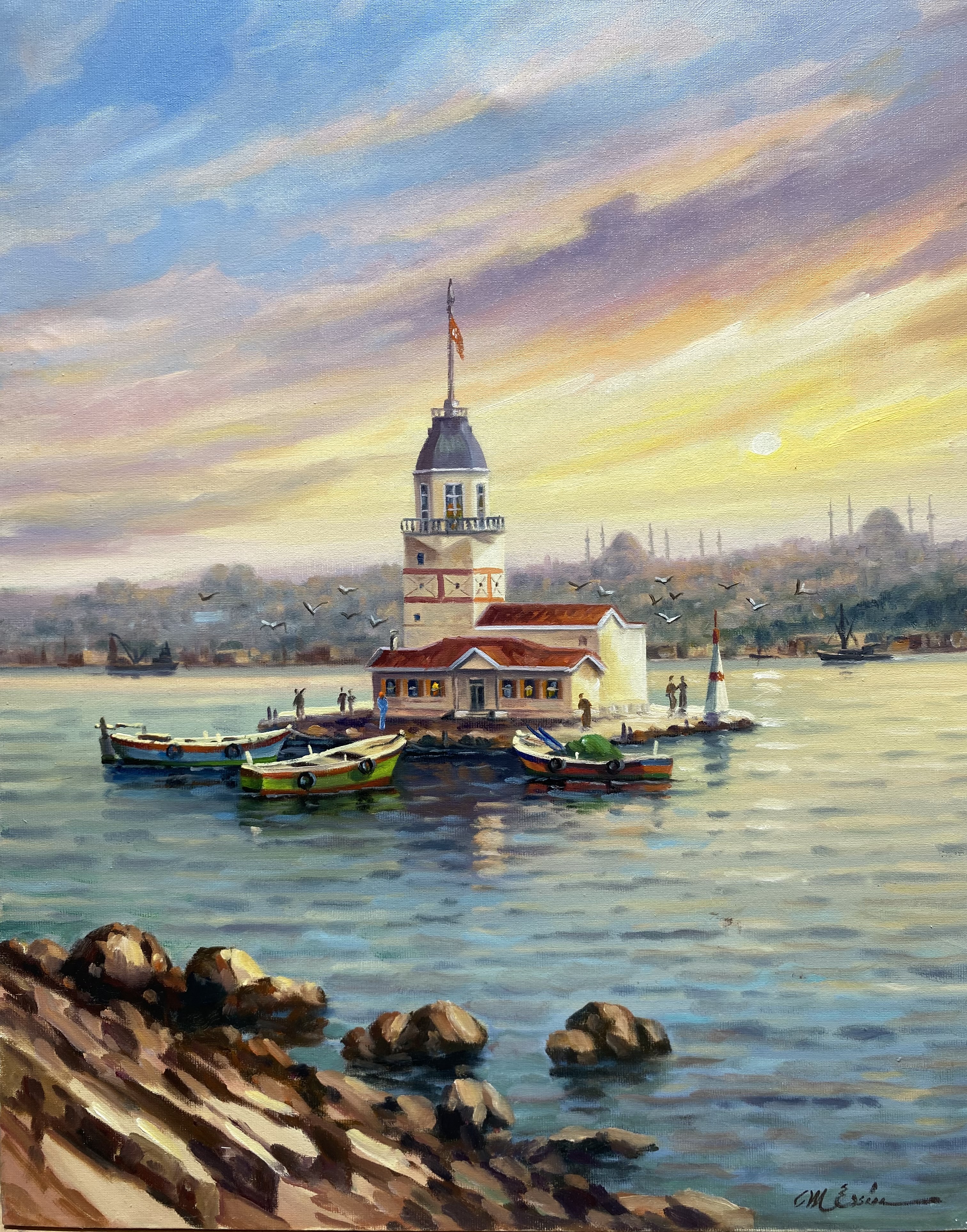 kız kulesi gün batarken